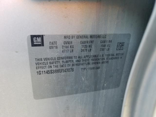 2017 CHEVROLET IMPALA PRE 1G1145S38HU143076