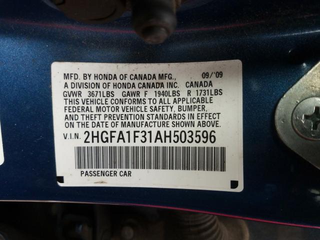 2010 HONDA CIVIC VP 2HGFA1F31AH503596
