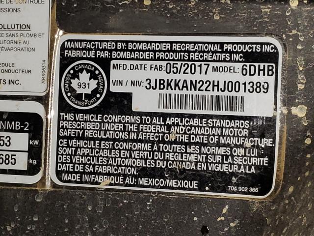 2017 CAN-AM COMMANDER 3JBKKAN22HJ001389