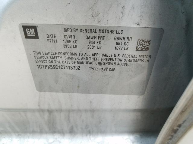 2012 CHEVROLET CRUZE ECO 1G1PK5SC1C7113702