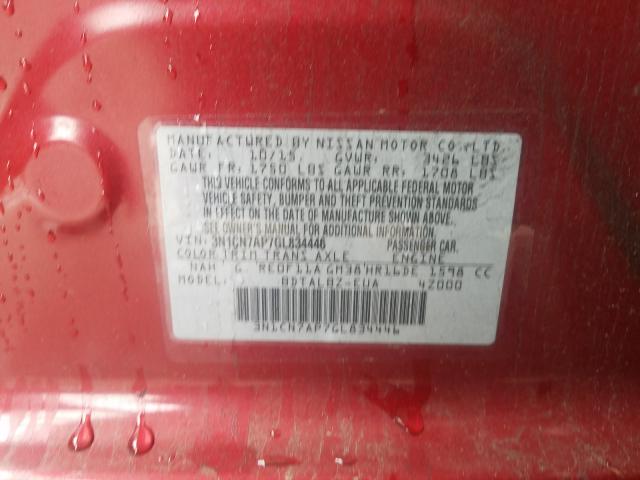 2016 NISSAN VERSA S 3N1CN7AP7GL834446