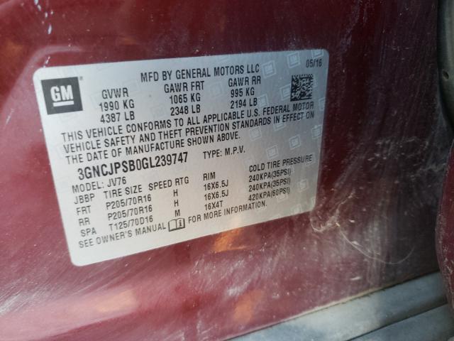 2016 CHEVROLET TRAX 1LT 3GNCJPSB0GL239747
