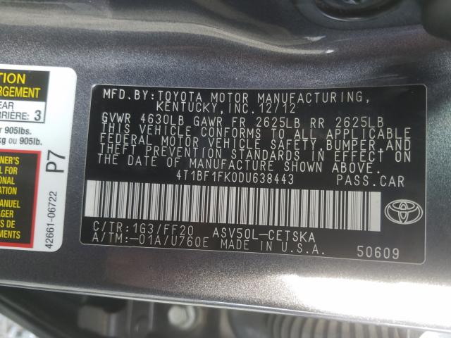2013 TOYOTA CAMRY L - 4T1BF1FK0DU638443