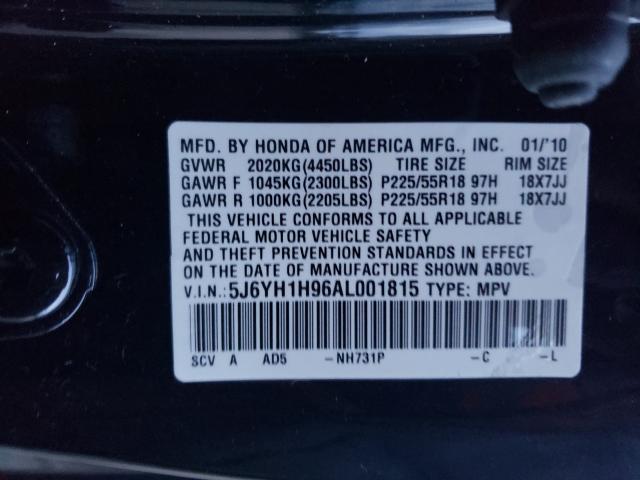 2010 HONDA ELEMENT SC 5J6YH1H96AL001815