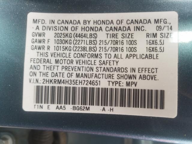 2014 HONDA CR-V LX 2HKRM4H35EH724651
