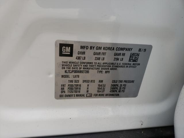 2019 CHEVROLET TRAX 1LT KL7CJPSBXKB927285
