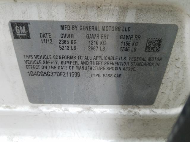 2013 BUICK LACROSSE P 1G4GG5G37DF211699