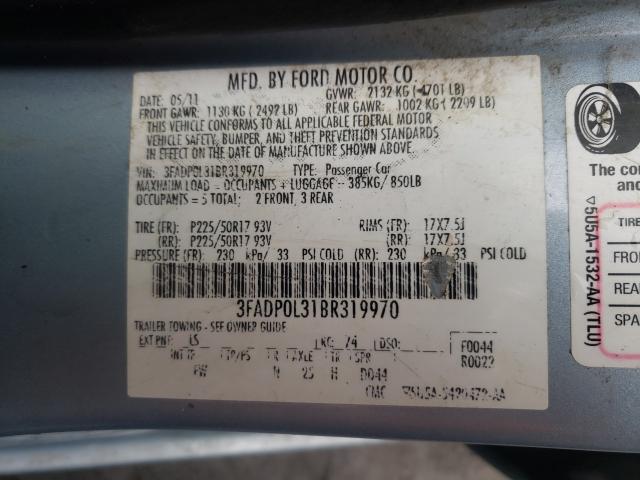 2011 FORD FUSION HYB 3FADP0L31BR319970