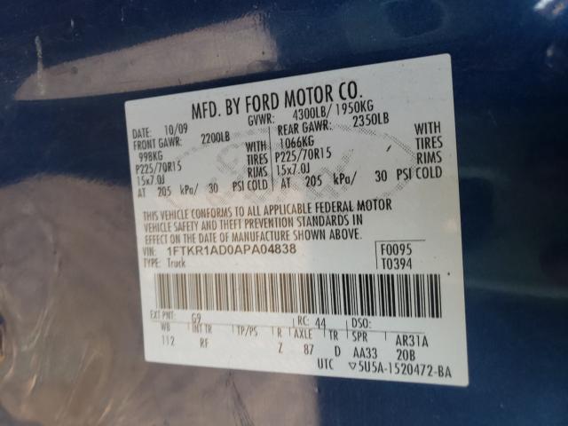 2010 FORD RANGER 1FTKR1AD0APA04838