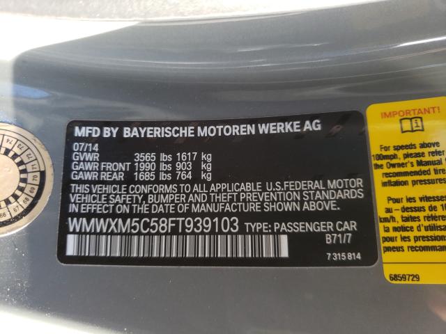 2015 MINI COOPER WMWXM5C58FT939103