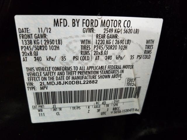 2013 LINCOLN MKX 2LMDJ8JK0DBL22882