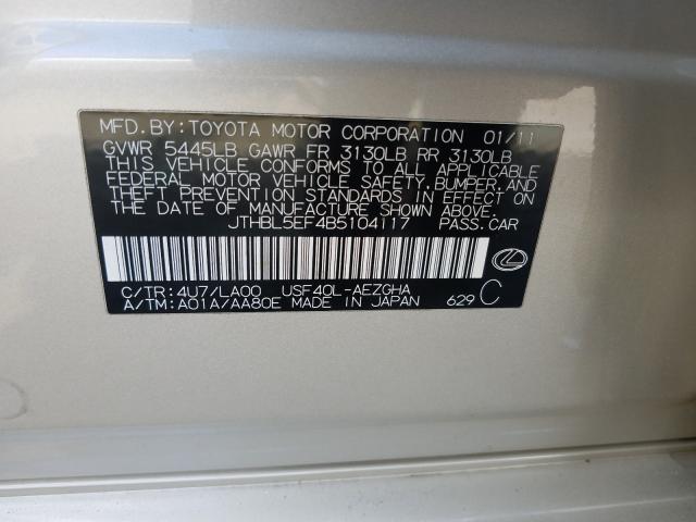 2011 LEXUS LS 460 JTHBL5EF4B5104117