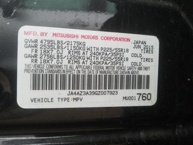 2016 MITSUBISHI OUTLANDER JA4AZ3A39GZ007923