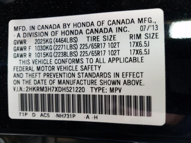 2013 HONDA CR-V EXL 2HKRM3H7XDH521220