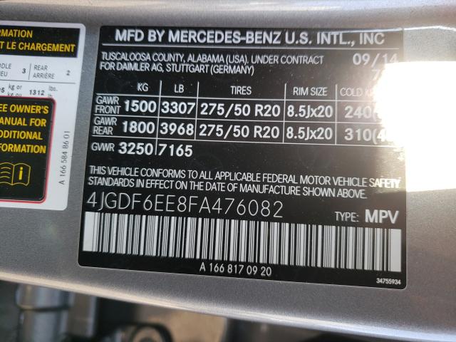 2015 MERCEDES-BENZ GL 450 4MA 4JGDF6EE8FA476082