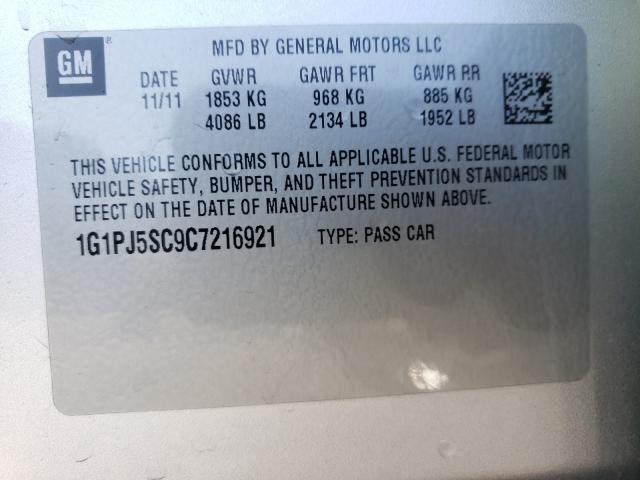2012 CHEVROLET CRUZE ECO 1G1PJ5SC9C7216921