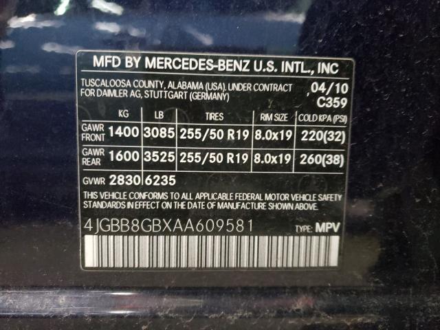 2010 MERCEDES-BENZ ML 350 4MA 4JGBB8GBXAA609581