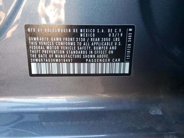2019 VOLKSWAGEN GOLF S 3VWG57AU3KM018497