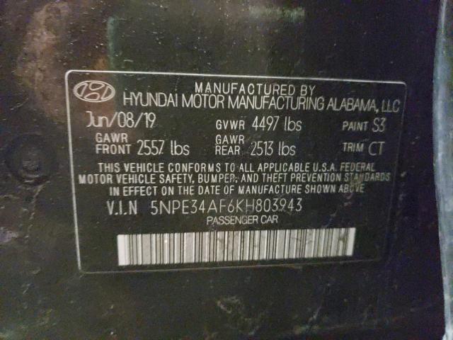 2019 HYUNDAI SONATA LIM 5NPE34AF6KH803943