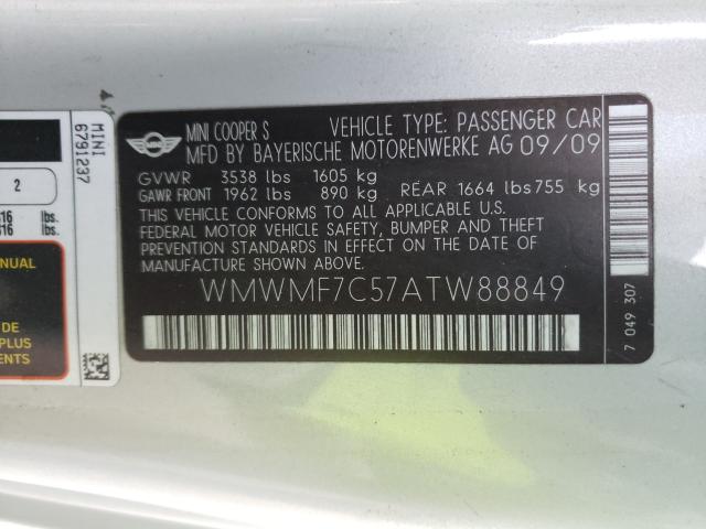 2010 MINI COOPER WMWMF7C57ATW88849