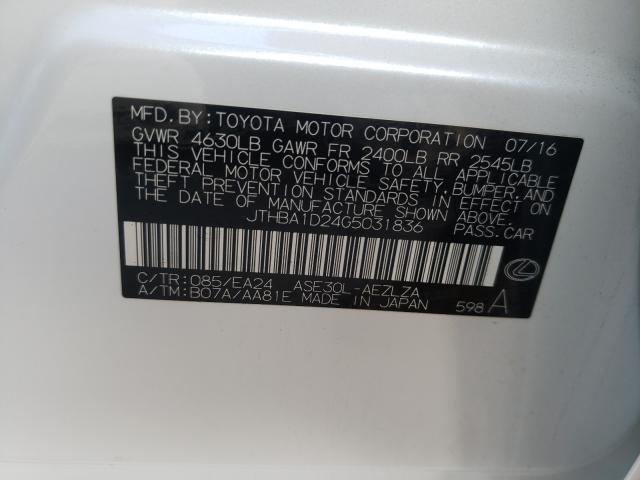 2016 LEXUS IS 200T JTHBA1D24G5031836