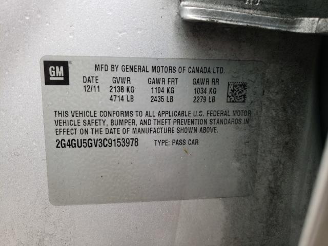 2012 BUICK REGAL PREM 2G4GU5GV3C9153978