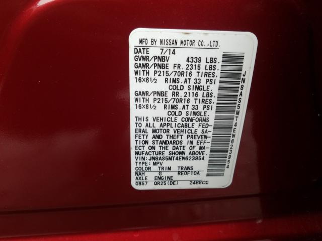 2014 NISSAN ROGUE SELE JN8AS5MT4EW623954