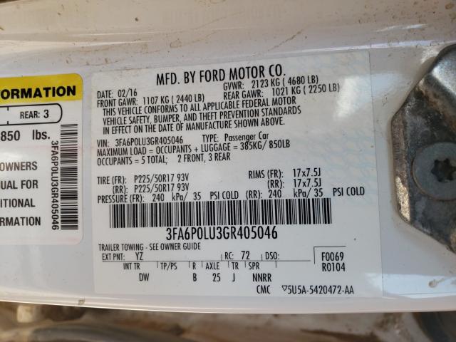 2016 FORD FUSION SE - 3FA6P0LU3GR405046