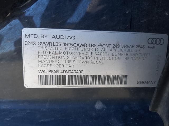 2013 AUDI A4 PREMIUM WAUBFAFL4DN040490