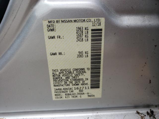 2019 NISSAN ALTIMA SV 1N4BL4DV1KC162711