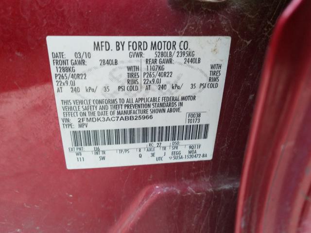 2010 FORD EDGE SPORT 2FMDK3AC7ABB25966