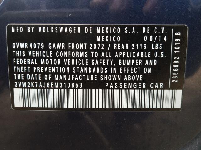 2014 VOLKSWAGEN JETTA BASE 3VW2K7AJ6EM310853