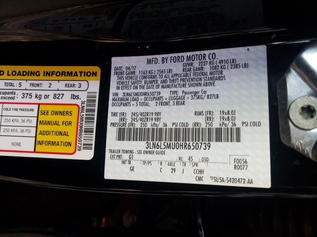 2017 LINCOLN MKZ HYBRID 3LN6L5MU0HR650739