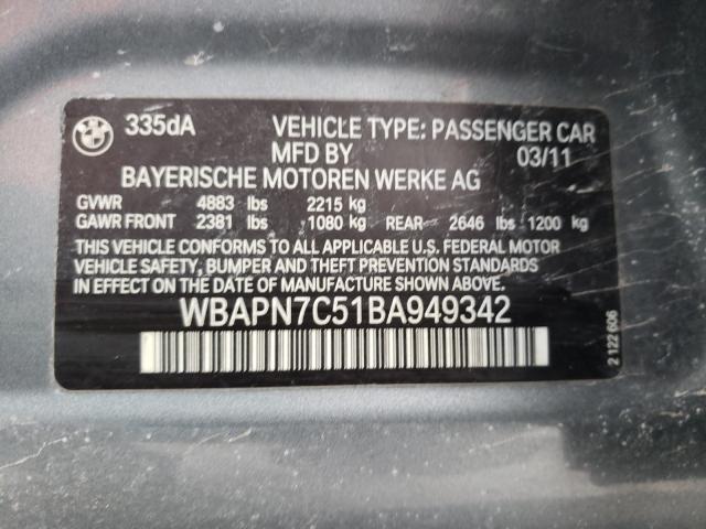 2011 BMW 335 D WBAPN7C51BA949342