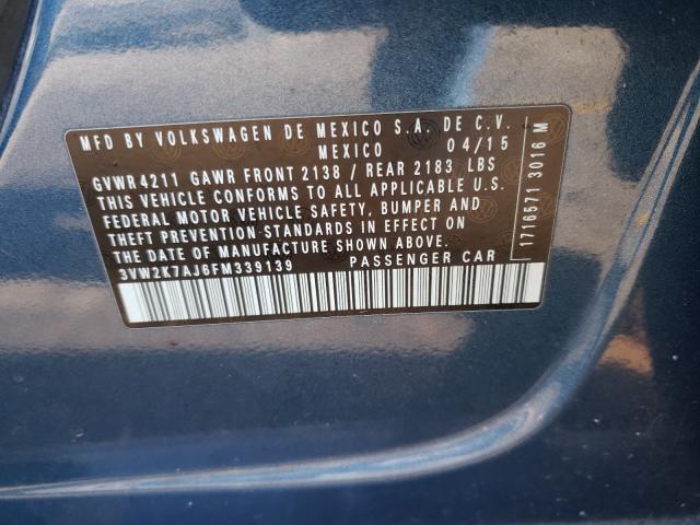 2015 VOLKSWAGEN JETTA BASE 3VW2K7AJ6FM339139