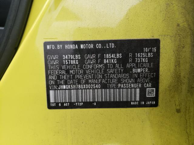 2016 HONDA FIT EX JHMGK5H78GX002540