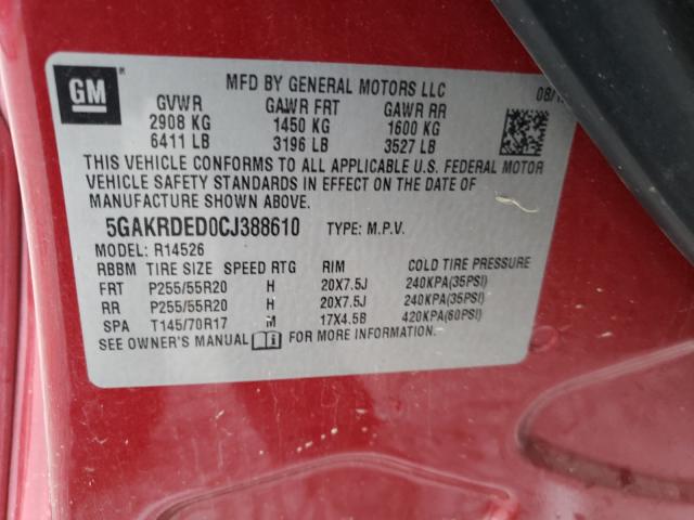 2012 BUICK ENCLAVE 5GAKRDED0CJ388610