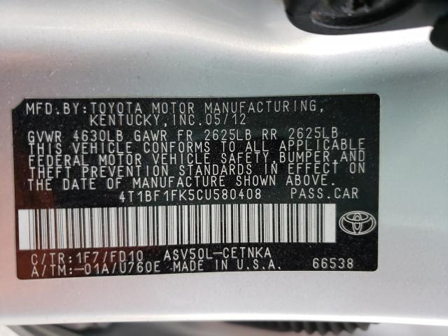 2012 TOYOTA CAMRY BASE - 4T1BF1FK5CU580408
