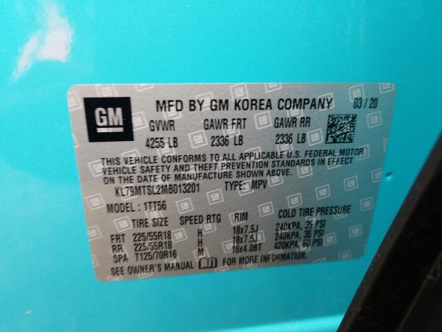 2021 CHEVROLET TRAILBLAZE KL79MTSL2MB013201