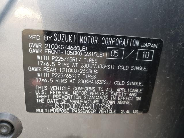 2010 SUZUKI GRAND VITA JS3TD0D74A4110280