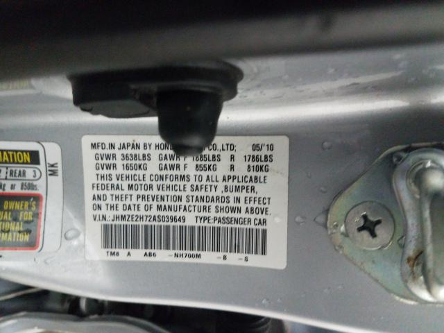 2010 HONDA INSIGHT EX JHMZE2H72AS039649