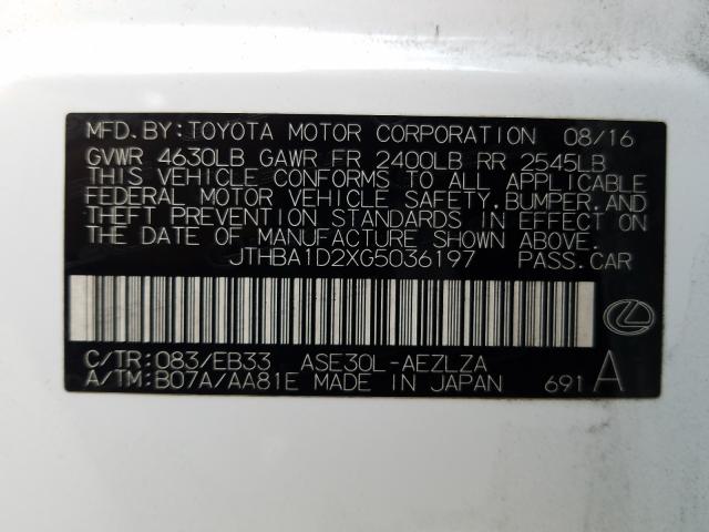 2016 LEXUS IS 200T JTHBA1D2XG5036197