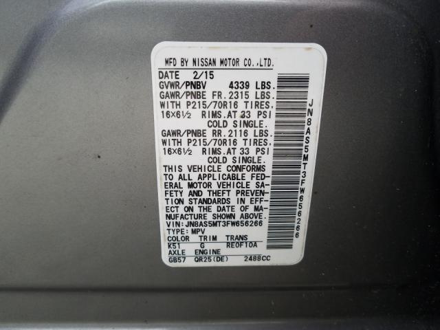 2015 NISSAN ROGUE SELE JN8AS5MT3FW656266