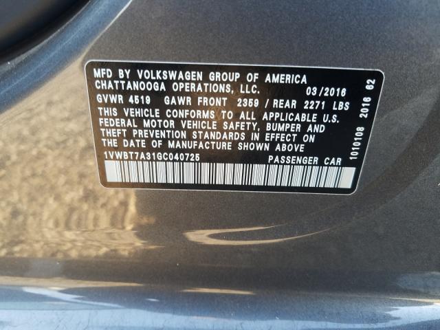 2016 VOLKSWAGEN PASSAT SE - 1VWBT7A31GC040725