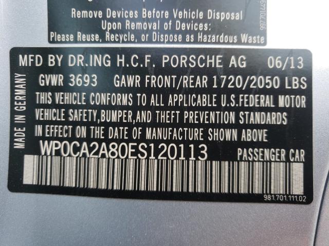 2014 PORSCHE BOXSTER WP0CA2A80ES120113