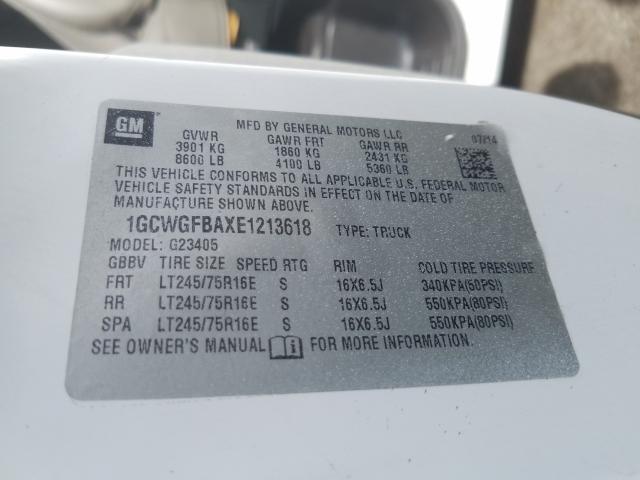 2014 CHEVROLET EXPRESS G2 1GCWGFBAXE1213618