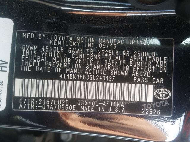 2016 TOYOTA AVALON XLE 4T1BK1EB3GU240127