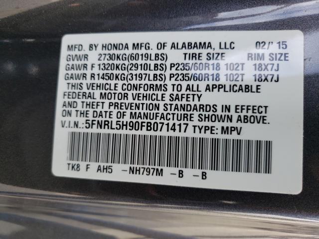 2015 HONDA ODYSSEY TO 5FNRL5H90FB071417