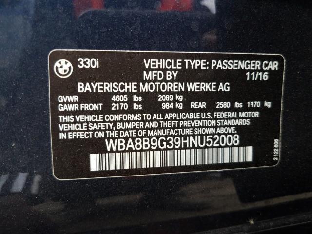 2017 BMW 330 I WBA8B9G39HNU52008