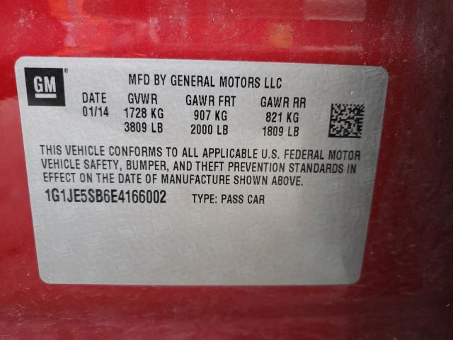 2014 CHEVROLET SONIC LTZ 1G1JE5SB6E4166002